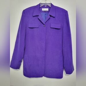Travis Ayers Silk Purple Padded Shoulder Blazer Size 12